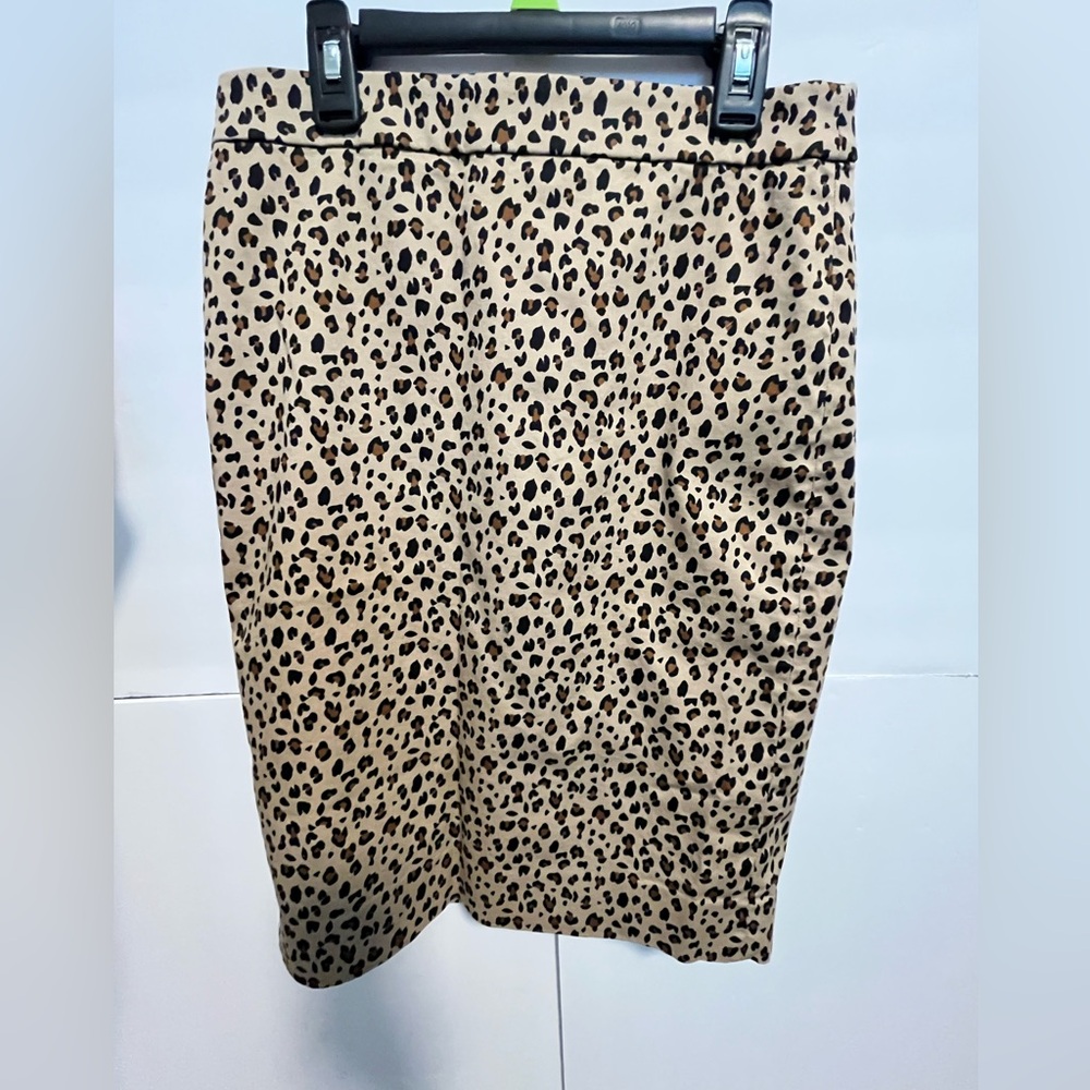 J. CREW Women’s  NO. 2 Black & Brown Leopard Print Midi Pencil Skirt Size 0